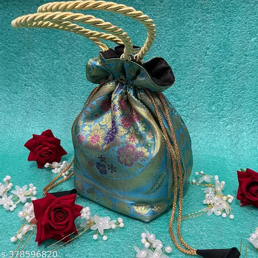 Light Blue Floral pouch Bag for Stylish Accessory